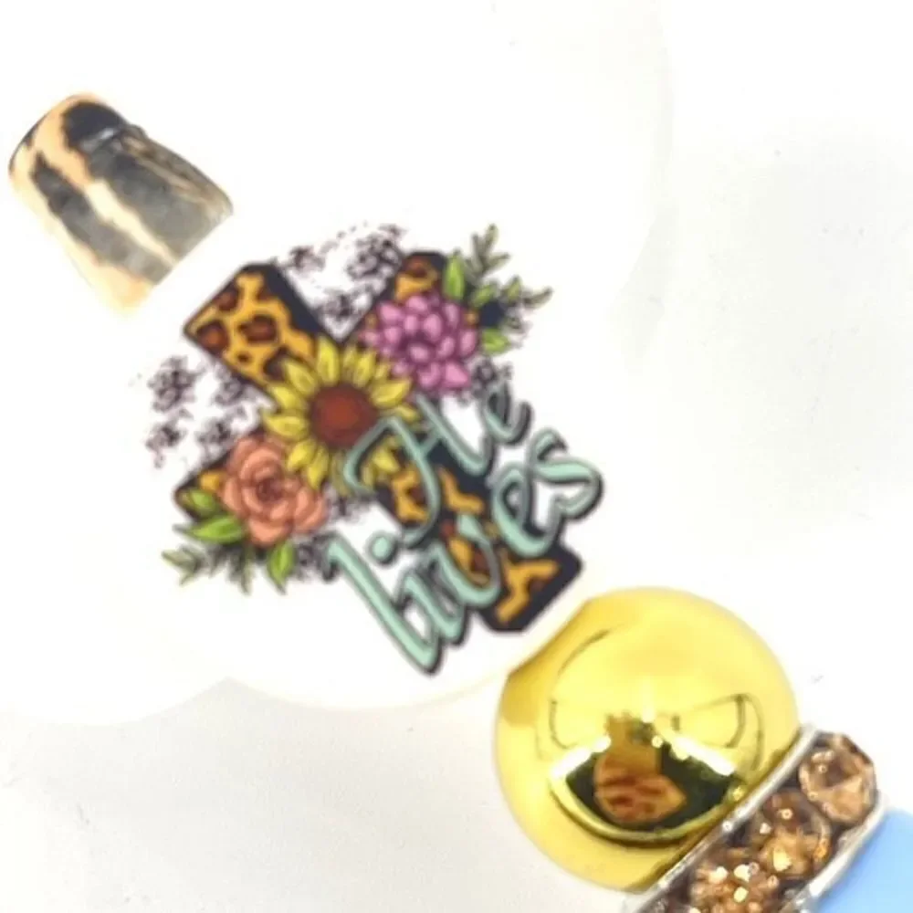 He Lives! Jesus Christ Christian cross pen handmade NEW bling rhinestone blue fl